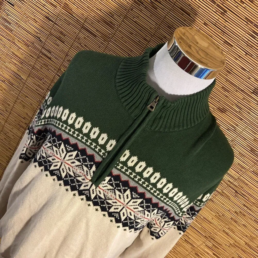 Weatherproof Vintage The Holiday Sweater Mens XL Cotton Nordic 1/4 Zip Pullover
